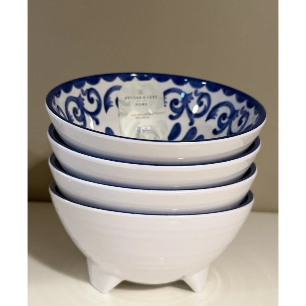 ARTISAN DE LUXE MELAMINE BLUE ROSE 4 FOOTED 6.5